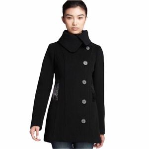 Mackage Black Wool Peacoat